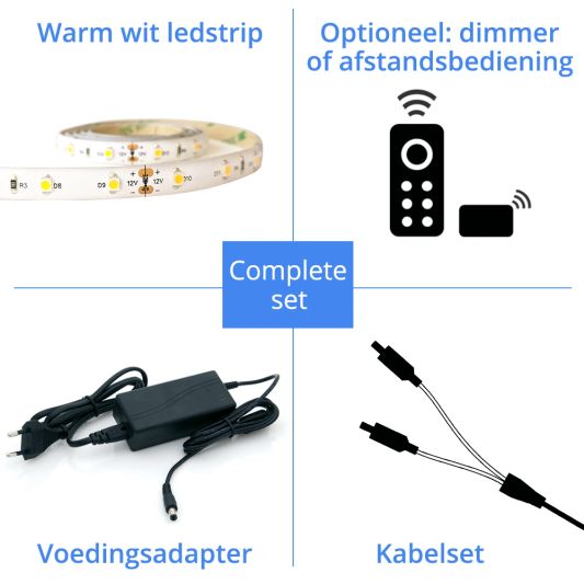 Trapverlichting Led strip Warm Wit – Complete set 130 CM
