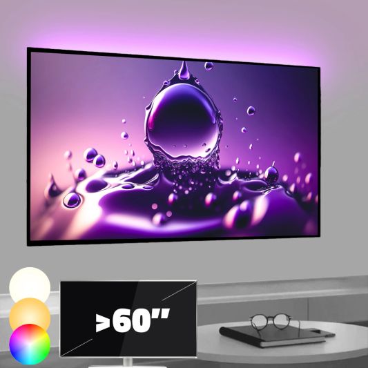 TV backlight set met 1 RGBWW ledstrip voor TV’s >60 inch