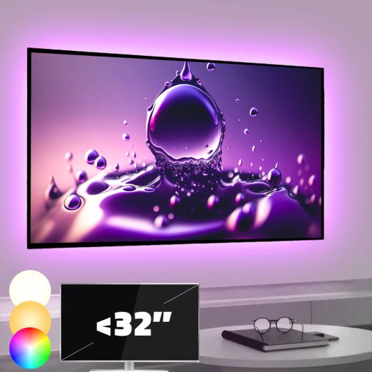 TV backlight set met 4 RGBWW ledstrips voor TV’s <32 inch