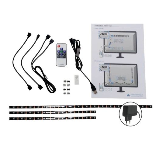 TV led strip set met 3 RGB strips voor TV’s tot 32 inch