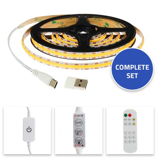 USB ledstrip warm wit complete set
