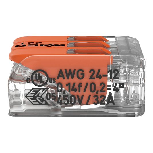 Wago connector 3-weg lasklem set 12 stuks