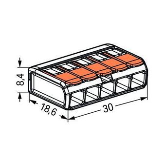 Wago connector 5-weg lasklem set 8 stuks
