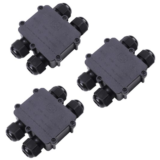 Waterdichte connector IP68 4-weg H-stuk - Voordeelset van 3