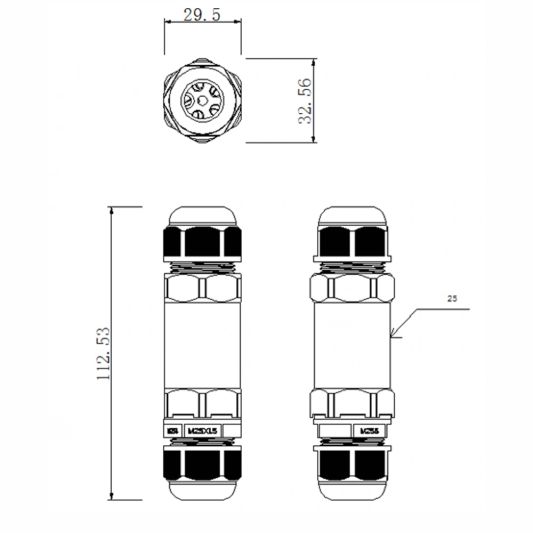 Waterdichte connector XL IP68 2-weg 230V