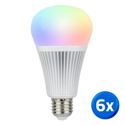 WIFI LED lamp RGBW 9W E27 fitting voordeelset van 6