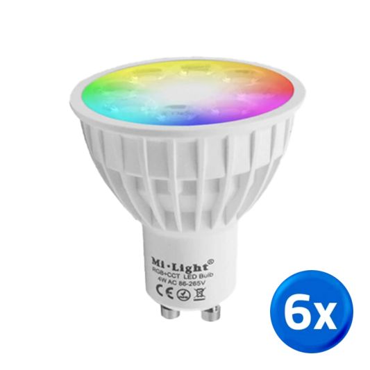 WIFI LED spot RGBWW 4W GU10 fitting - Voordeelset van 6 stuks