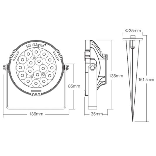 Wifi led tuinspot set RGBWW mét Wifi module 9 watt