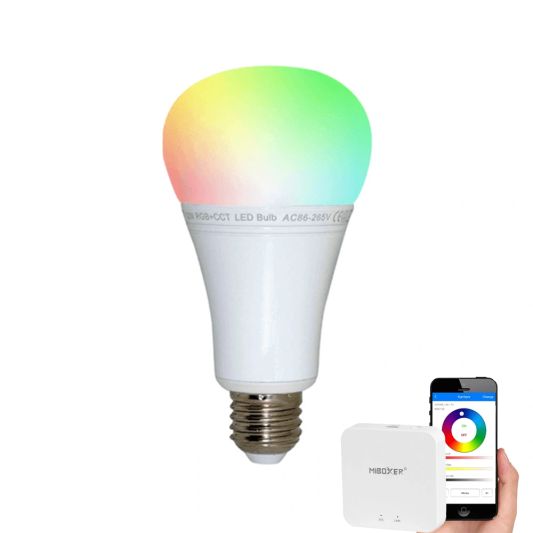 Wifi set met 1-4 RGBWW led lampen mét Wifi module 12 Watt E27 fitting