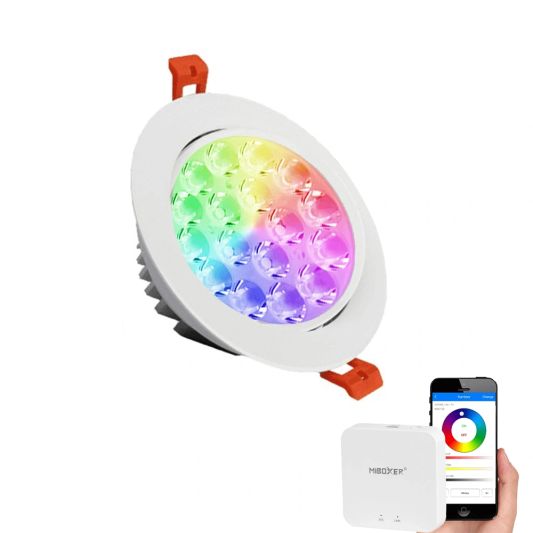 Wifi set met 1 tot 4 RGBWW led inbouwspots 9 Watt