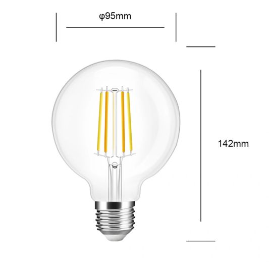 Wifi set met Dual White smart filament lamp van Milight 7W E27 fitting - G95 model - Met Milight module