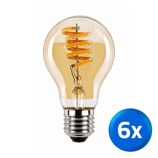 Zigbee E27 spiraal filament lamp Dual White A60 amberkleurig - voordeelset van 6