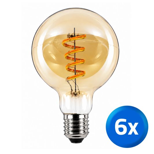 Zigbee E27 spiraal filament lamp Dual White G95 amberkleurig - voordeelset van 6