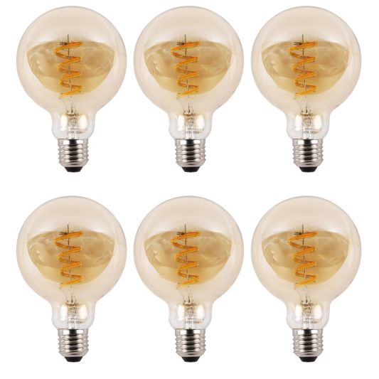 Zigbee E27 spiraal filament lamp Dual White G95 amberkleurig - voordeelset van 6