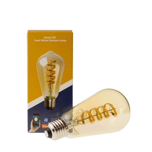 Zigbee E27 spiraal filament lamp Dual White ST64 amberkleurig - voordeelset van 3