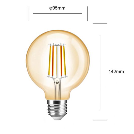 Zigbee LED filament lamp Dual White 7W E27 fitting amberkleurig