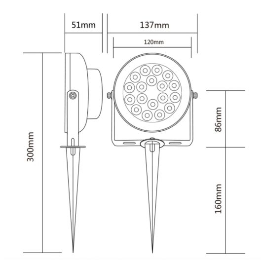 Zigbee LED Tuinspot met RGBWW kleuren 12 watt