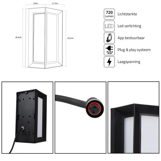 Zigbee wandlamp voor buiten 9W - Alle kleuren en wittinten - Recht