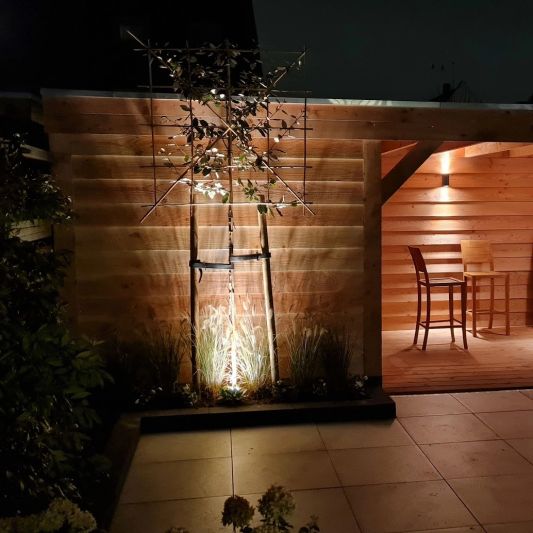 Zwarte up down wandlamp voor buiten met Zigbee GU10 spot - Recht